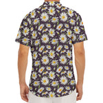 Watercolor White Daisy Pattern Print Men's Deep V-Neck Shirt