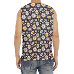 Watercolor White Daisy Pattern Print Men's Fitness Tank Top
