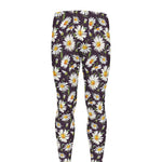 Watercolor White Daisy Pattern Print Men's leggings