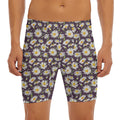 Watercolor White Daisy Pattern Print Men's Long Boxer Briefs