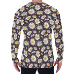Watercolor White Daisy Pattern Print Men's Long Sleeve T-Shirt