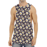 Watercolor White Daisy Pattern Print Men's Muscle Tank Top