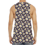 Watercolor White Daisy Pattern Print Men's Muscle Tank Top