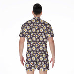 Watercolor White Daisy Pattern Print Men's Rompers