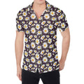 Watercolor White Daisy Pattern Print Men's Shirt