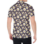Watercolor White Daisy Pattern Print Men's Shirt