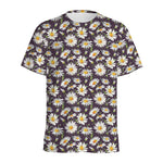 Watercolor White Daisy Pattern Print Men's Sports T-Shirt