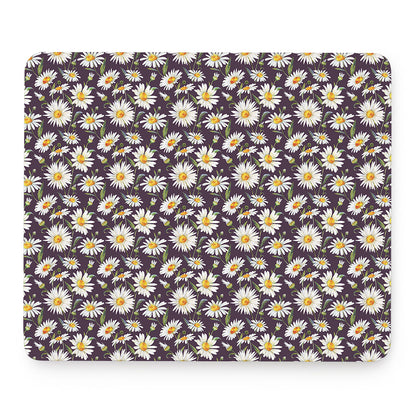 Watercolor White Daisy Pattern Print Mouse Pad