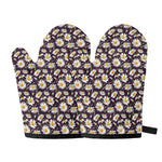 Watercolor White Daisy Pattern Print Oven Mitts
