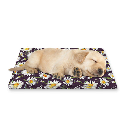 Watercolor White Daisy Pattern Print Pet Cooling Mat Cover