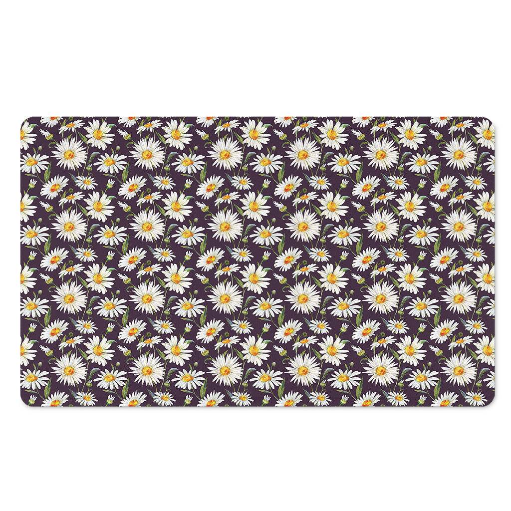 Watercolor White Daisy Pattern Print Polyester Doormat