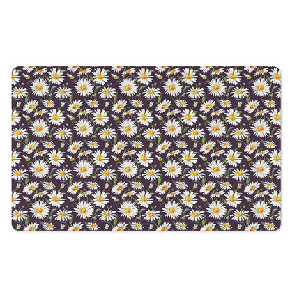 Watercolor White Daisy Pattern Print Polyester Doormat