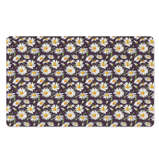 Watercolor White Daisy Pattern Print Polyester Doormat