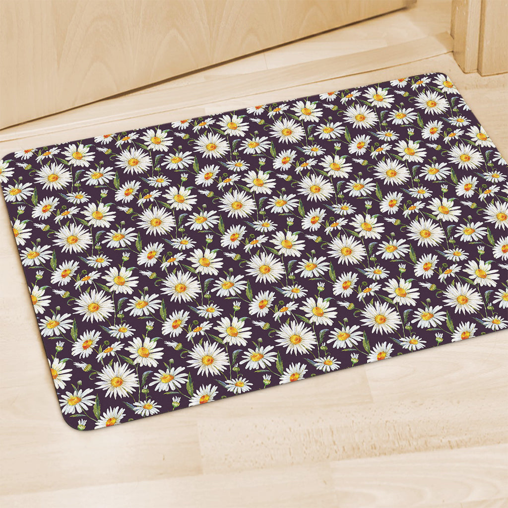 Watercolor White Daisy Pattern Print Polyester Doormat