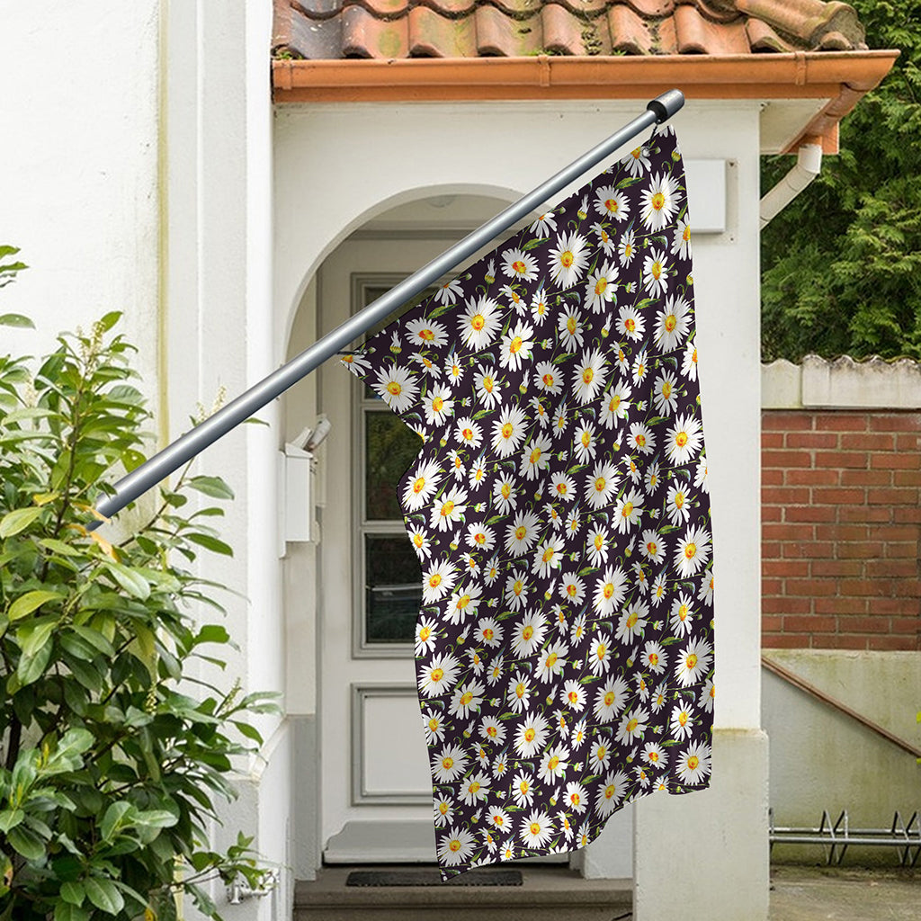 Watercolor White Daisy Pattern Print Polyester Flag