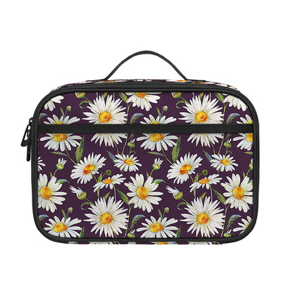 Watercolor White Daisy Pattern Print Portable Lunch Bag