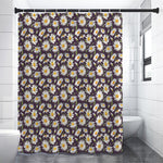 Watercolor White Daisy Pattern Print Premium Shower Curtain