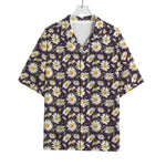 Watercolor White Daisy Pattern Print Rayon Hawaiian Shirt