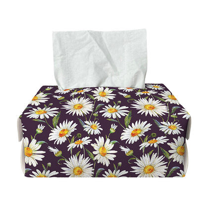 Watercolor White Daisy Pattern Print Rectangle Tissue Box Cover