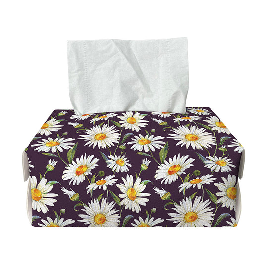 Watercolor White Daisy Pattern Print Rectangle Tissue Box Cover