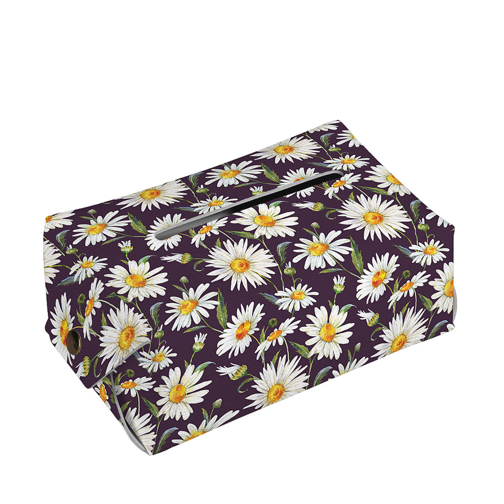 Watercolor White Daisy Pattern Print Rectangle Tissue Box Cover