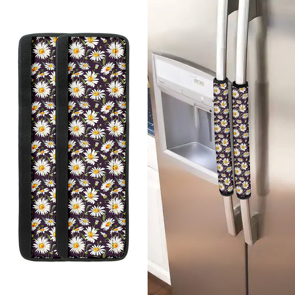 Watercolor White Daisy Pattern Print Refrigerator Handle Covers