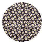 Watercolor White Daisy Pattern Print Round Blanket