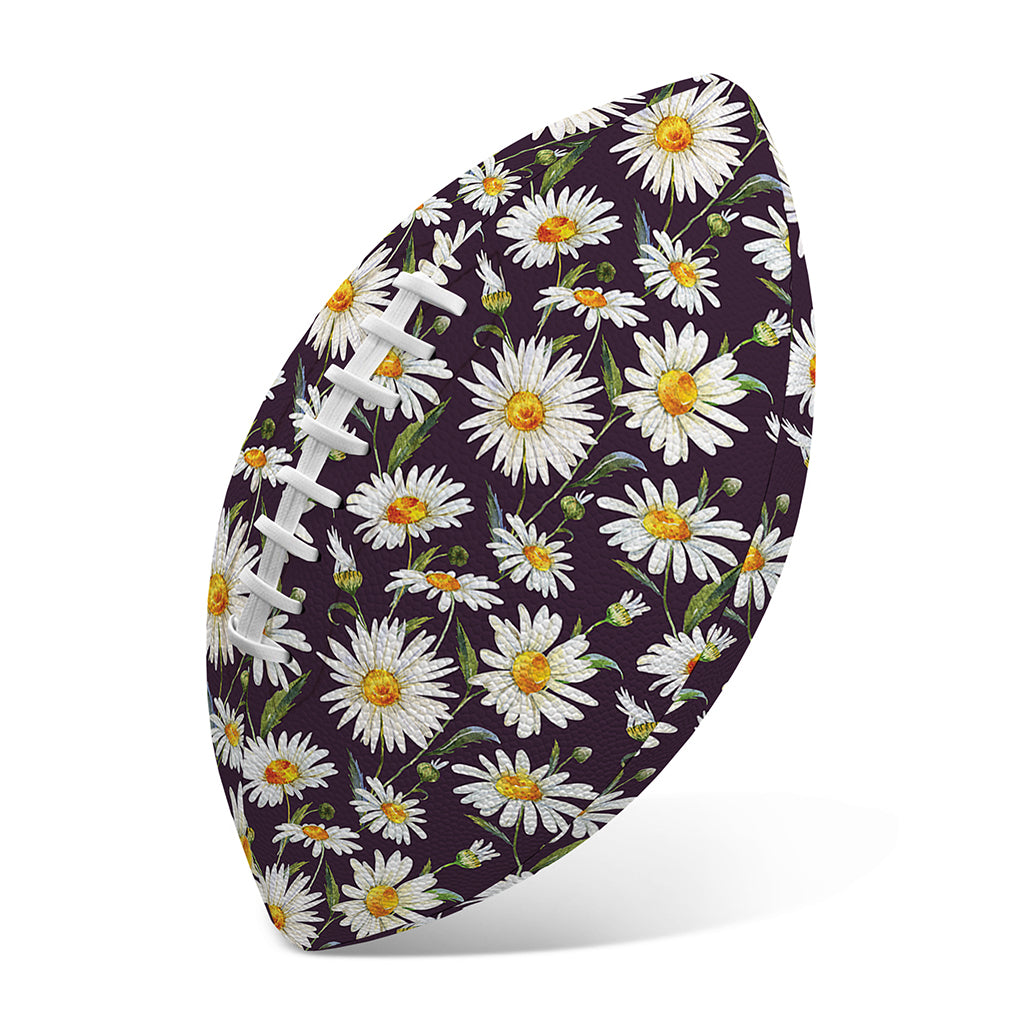 Watercolor White Daisy Pattern Print Rugby Ball