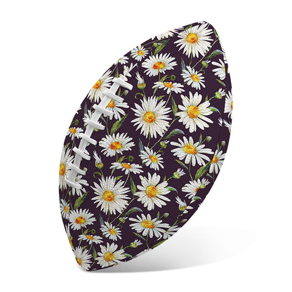 Watercolor White Daisy Pattern Print Rugby Ball