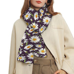 Watercolor White Daisy Pattern Print Scarf