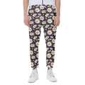 Watercolor White Daisy Pattern Print Joggers