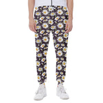 Watercolor White Daisy Pattern Print Scuba Joggers