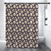 Watercolor White Daisy Pattern Print Shower Curtain