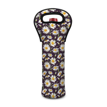 Watercolor White Daisy Pattern Print Single Neoprene Wine Tote