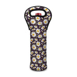 Watercolor White Daisy Pattern Print Single Neoprene Wine Tote