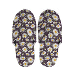 Watercolor White Daisy Pattern Print Slippers