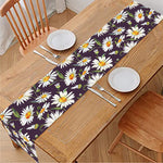 Watercolor White Daisy Pattern Print Table Runner