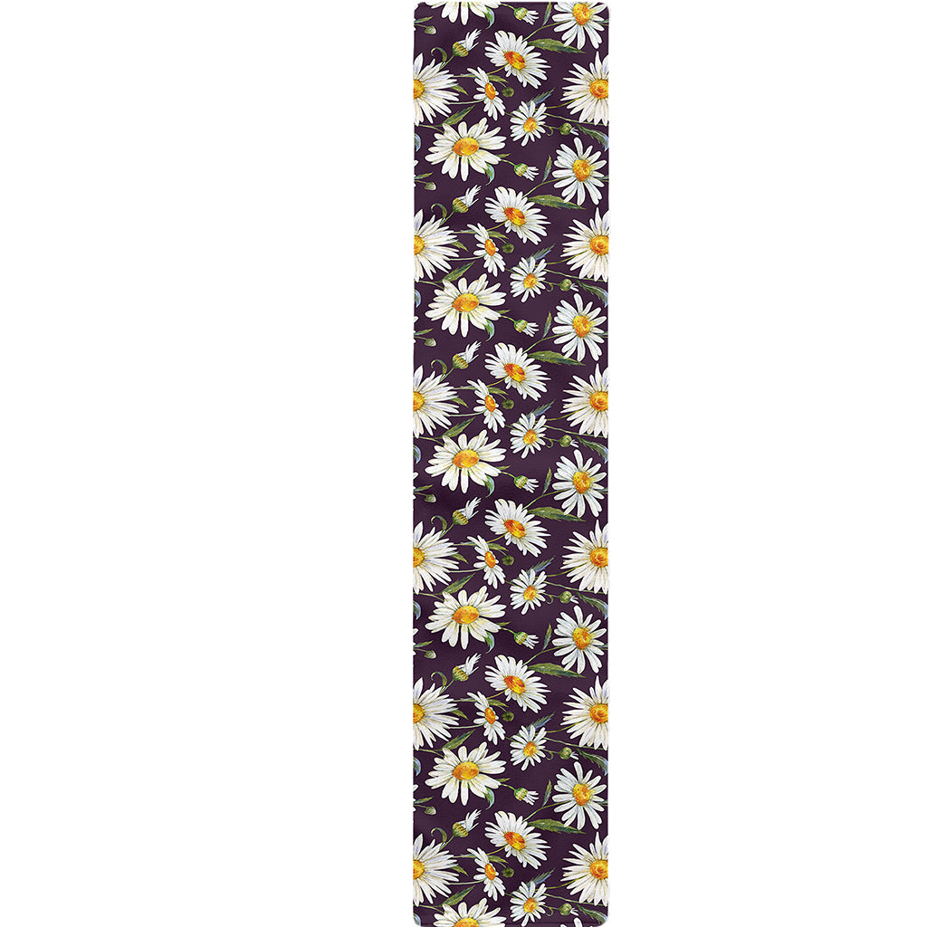 Watercolor White Daisy Pattern Print Table Runner