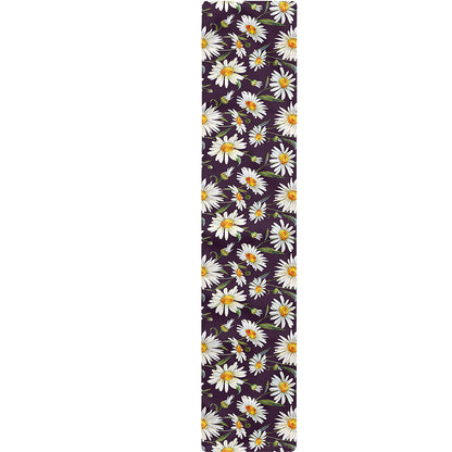 Watercolor White Daisy Pattern Print Table Runner