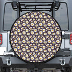 Watercolor White Daisy Pattern Print Tire Cover