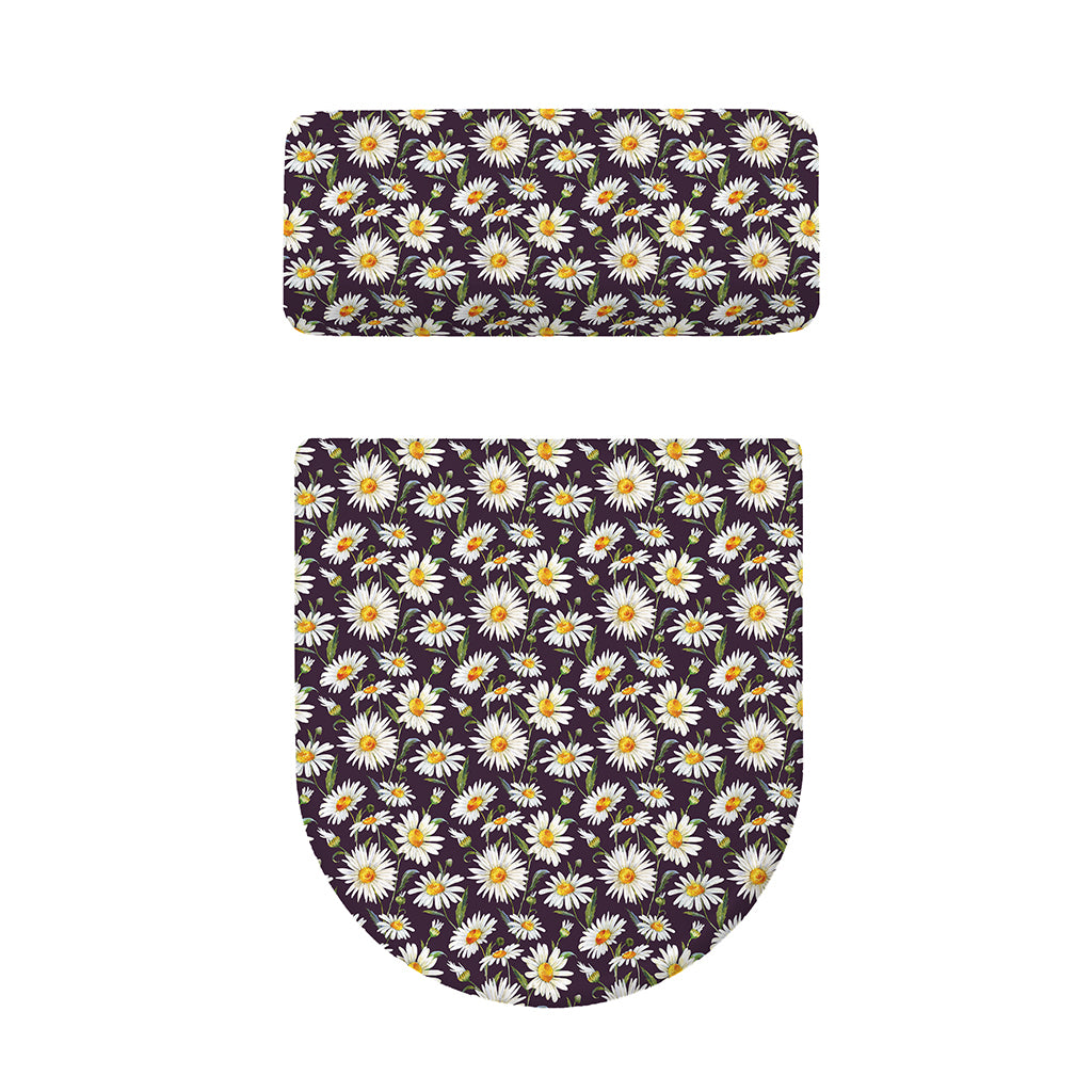 Watercolor White Daisy Pattern Print Toilet Lid And Tank Cover Set