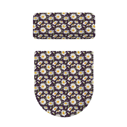 Watercolor White Daisy Pattern Print Toilet Lid And Tank Cover Set