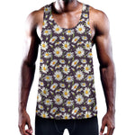 Watercolor White Daisy Pattern Print Training Tank Top