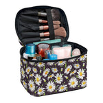 Watercolor White Daisy Pattern Print Travel Makeup Bag