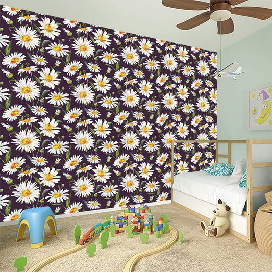 Watercolor White Daisy Pattern Print Wall Sticker