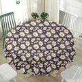 Watercolor White Daisy Pattern Print Waterproof Round Tablecloth
