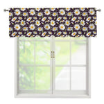 Watercolor White Daisy Pattern Print Window Valance