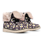 Watercolor White Daisy Pattern Print Winter Boots