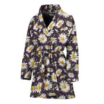 Watercolor White Daisy Pattern Print Women's Bathrobe