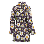 Watercolor White Daisy Pattern Print Women's Bathrobe